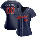 Personalized Navy and Red-Gray Baseball Jersey - Authentic Design for Fans Personalized Navy Red-Gray Authentic Baseball
