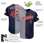 Custom Name and Number Personalized Baseball Jersey - Navy Red-Gray Authentic Split Fashion Jersey Personalized Navy Red-Gray