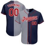 Custom Name and Number Personalized Baseball Jersey - Navy Red-Gray Authentic Split Fashion Jersey Personalized Navy Red-Gray