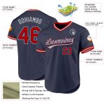 Custom Name and Number Authentic Throwback Baseball Jersey - Personalized Navy Red-Gray Team Jersey Personalized Navy Red-Gray