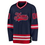 Custom Name and Number Hockey Jersey - Personalized Navy Red-Gray Team Jersey Personalized Navy Red-Gray Hockey Jersey Team