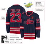 Custom Name and Number Hockey Jersey - Personalized Navy Red-Gray Team Jersey Personalized Navy Red-Gray Hockey Jersey Team