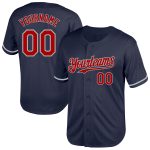 Custom Name Number Throwback Baseball Jersey Navy Red Gray Mesh - Personalized Team Jersey Personalized Navy Red-Gray Mesh