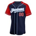 Custom Name & Number Baseball Jersey, Personalized Navy Red-Light Blue Authentic Raglan Sleeves Personalized Navy Red-Light