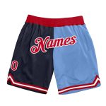 Custom Team Basketball Shorts with Name and Number - Personalized Navy Red Light Blue Authentic Throwback Fashion Personalized