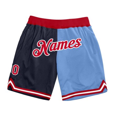 Custom Team Basketball Shorts with Name and Number - Personalized Navy Red Light Blue Authentic Throwback Fashion Personalized