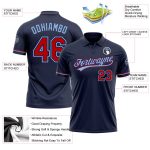 Custom Team Golf Polo Shirt with Name and Number - Personalized Navy and Light Blue Performance Vapor Design Personalized