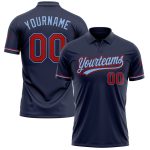 Custom Team Golf Polo Shirt with Name and Number - Personalized Navy and Light Blue Performance Vapor Design Personalized