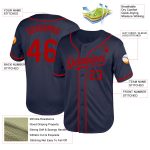 Personalized Custom Name Number Authentic Baseball Jersey - Navy Red Mesh Throwback Team Jersey Personalized Navy Red Mesh