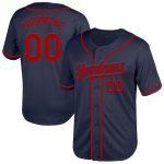 Personalized Custom Name Number Authentic Baseball Jersey - Navy Red Mesh Throwback Team Jersey Personalized Navy Red Mesh