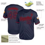 Personalized Authentic Baseball Jersey - Navy Red Mesh Throwback Design Personalized Navy Red Mesh Authentic Throwback Baseball