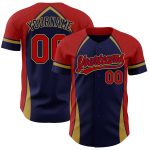Custom Name and Number Baseball Jersey - Personalized 3D Pattern Design in Navy, Red, and Old Gold Personalized Navy Red-Old