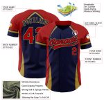 Custom Name and Number Baseball Jersey - Personalized 3D Pattern Design in Navy, Red, and Old Gold Personalized Navy Red-Old