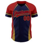 Custom Name and Number Baseball Jersey - Personalized 3D Pattern Design in Navy, Red, and Old Gold Personalized Navy Red-Old