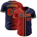 Personalized Custom Name and Number Navy Red-Old Gold Gradient Baseball Jersey - Authentic Team Gear Personalized Navy Red-Old