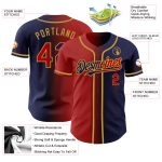 Personalized Custom Name and Number Navy Red-Old Gold Gradient Baseball Jersey - Authentic Team Gear Personalized Navy Red-Old