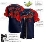 Custom Team Baseball Jersey with Personalized Name and Number - Navy Red Gold Authentic Raglan Sleeves Personalized Navy