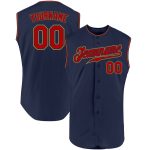 Custom Name and Number Sleeveless Baseball Jersey - Personalized Navy Red-Old Gold Team Jersey Personalized Navy Red-Old