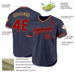 Custom Name and Number Authentic Throwback Baseball Jersey in Navy Red and Old Gold - Personalized Team Gear Personalized