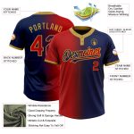 Custom Name and Number Unisex Softball Jersey - Personalized Navy, Red, and Gold Gradient Two-Button Design Personalized