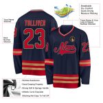 Custom Name and Number Hockey Jersey in Navy Red Old Gold - Personalized Team Apparel Personalized Navy Red-Old Gold Hockey