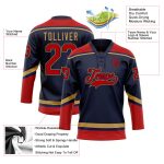 Custom Name and Number Navy Red-Old Gold Hockey Jersey - Personalized Lace Neck Team Gear Personalized Navy Red-Old Gold