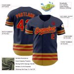 Custom Baseball Jersey with Name and Number - Personalized Navy Red-Old Gold Line Team Jersey Personalized Navy Red-Old Gold