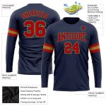 Personalized Salute To Service T-Shirt with Custom Name & Number - Navy Red and Old Gold Long Sleeve Performance Shirt Personalized