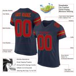Custom Name & Number Mesh Football Jersey - Personalized Navy Red-Old Gold Team Jersey Personalized Navy Red-Old Gold Mesh