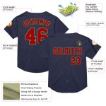 Personalized Throwback Baseball Jersey in Navy Red and Old Gold Mesh, Customizable Design, Perfect for Fans Personalized