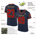 Personalized Custom Name and Number Throwback Football Jersey - Navy Red Old Gold Mesh Team Jersey Personalized Navy Red-Old