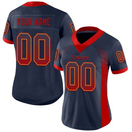 Customizable Football Jersey with Name and Number in Navy, Red, and Old Gold Mesh - Team Spirit Apparel Personalized Navy