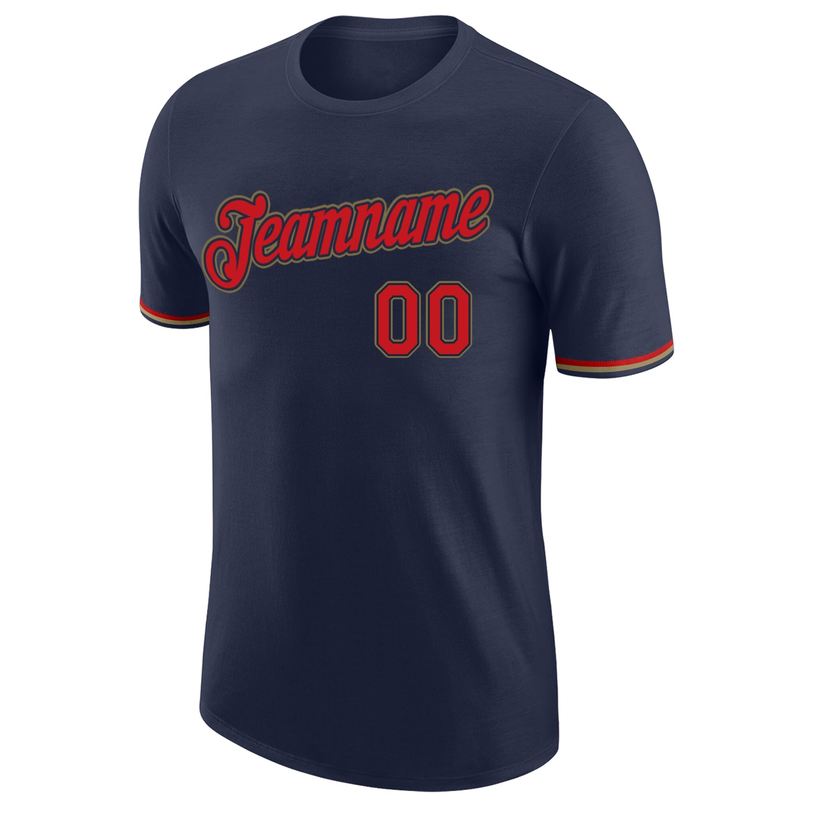 Personalized Navy Red-Old Gold Performance T-Shirt Team Custom Name and Number Custom Team Performance T-Shirt with Personalized Name and Number - Navy, Red, Old Gold Personalized Navy Red-Old Gold Performance - Image 5