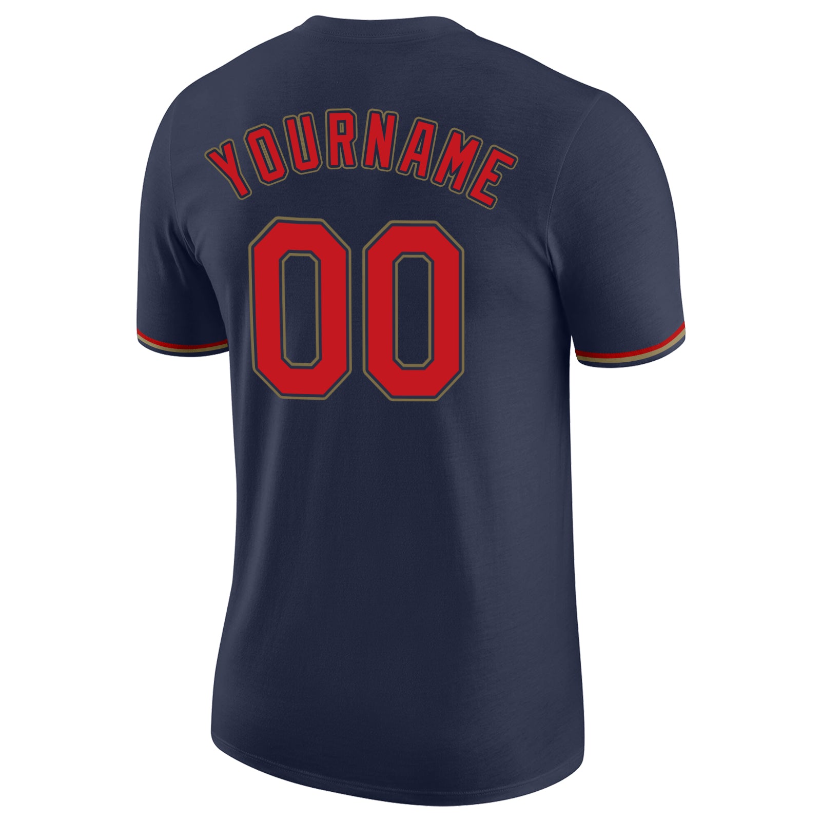 Personalized Navy Red-Old Gold Performance T-Shirt Team Custom Name and Number Custom Team Performance T-Shirt with Personalized Name and Number - Navy, Red, Old Gold Personalized Navy Red-Old Gold Performance - Image 6