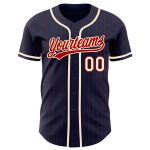 Personalized Custom Name and Number Navy Red Pinstripe Cream Baseball Jersey Authentic Team Apparel Personalized Navy Red