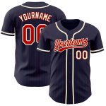 Personalized Custom Name and Number Navy Red Pinstripe Cream Baseball Jersey Authentic Team Apparel Personalized Navy Red