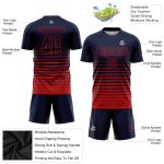 Custom Name and Number Personalized Soccer Jersey - Navy Red Pinstripe Fade Fashion Uniform Personalized Navy Red Pinstripe