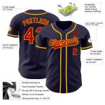 Custom Name Number Baseball Jersey - Personalized Navy Red Pinstripe Gold Authentic Design Personalized Navy Red Pinstripe