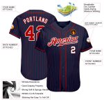 Custom Name Number Personalized Authentic Baseball Jersey Red-White Navy Pinstripe Personalized Navy Red Pinstripe Red-White