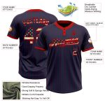Custom Name Number Vintage Pinstripe USA Flag Softball Jersey Unisex Two-Button Navy Red Personalized Navy Red Pinstripe