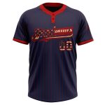 Custom Name Number Vintage Pinstripe USA Flag Softball Jersey Unisex Two-Button Navy Red Personalized Navy Red Pinstripe