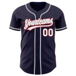 Custom Personalized Authentic Baseball Jersey - Navy Red Pinstripe with Name and Number - White Gray Personalized Navy Red