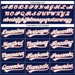 Custom Personalized Authentic Baseball Jersey - Navy Red Pinstripe with Name and Number - White Gray Personalized Navy Red