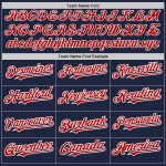 Personalized Unisex Softball Jersey - Navy Red Pinstripe Two-Button Design Personalized Navy Red Pinstripe White Two-Button