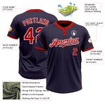 Personalized Unisex Softball Jersey - Navy Red Pinstripe Two-Button Design Personalized Navy Red Pinstripe White Two-Button