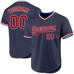 Personalized Custom Name Number Baseball Jersey - Navy Red-Royal Authentic Throwback Team Jersey Personalized Navy Red-Royal