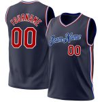 Custom Name and Number Throwback Basketball Jersey - Personalized Authentic Navy Red-Royal Team Jersey Personalized Navy