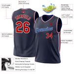 Custom Name and Number Throwback Basketball Jersey - Personalized Authentic Navy Red-Royal Team Jersey Personalized Navy