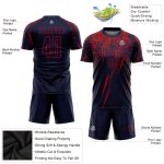 Personalized Navy Red Soccer Jersey - Custom Sublimation Uniform Personalized Navy Red Sublimation Soccer Uniform Jersey