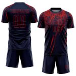 Personalized Navy Red Soccer Jersey - Custom Sublimation Uniform Personalized Navy Red Sublimation Soccer Uniform Jersey